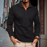 Autumn Twill Jacquard Polo Shirt Half Zipper Long Sleeve Men's Sports Polo Shirt Men