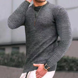 Autumn Small Plaid round Neck Pullover Loose Knitted Long Sleeve Top Sweater