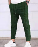 mens clothing styles casual New Striped Ankle-Tied Jogging Pants