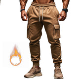 Autumn and Winter Fleece-lined Men's Casual Overalls Multi-Pocket Pants plus Size Sports Casual Trousers