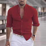 mens outfits 2024 New Men's Summer Shirt Beach Shirt Long Sleeve Solid Color Hawaiian Holiday Clothing