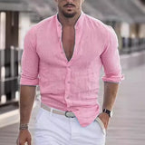 mens outfits 2024 New Men's Summer Shirt Beach Shirt Long Sleeve Solid Color Hawaiian Holiday Clothing