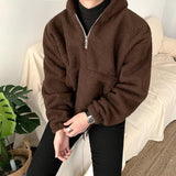 Riolio - HALF ZIP-UP FLEECE HOODIE - chill guy 90s fashion mens fashion