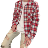 fall mens outfits American-Style Red Plaid Shirt Men's Spring and Summer New High Street Loose High-Grade Shirt Top