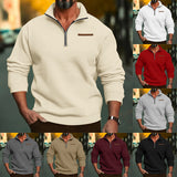 Riolio Plus Size Winter Fleece-lined Half Zipper Stand Collar Pullover Solid Color Casual Sweater Men's Fashion