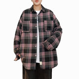 black men streetwear Factory Plaid Shirt Men's Long Sleeve Loose Retro Trendy Lazy Style Top Versatile Ruan Handsome Shirt Jacket