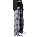 dream clothes Chanel Style Plaid Casual Pants Men's Autumn Retro Wide Leg Straight Pants American High Street Youth Sports Pants