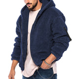 tailgate outfit Men's Winter Double-Sided Arctic Velvet Warm Hooded Zipper Casual Jacket Jacket