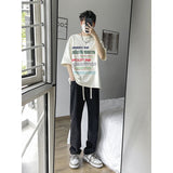 casual outfits Straight Jeans Men's Spring and Autumn Narrow American High Street Pants Men's Summer Trendy Loose Casual Trousers