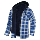 fall outfits men Men's Autumn and Winter Thickened Cotton-Padded Coat Plaid Long Sleeve Loose Hooded Jacket Jacket