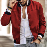 Autumn and Winter Suede Stand Collar Men's Button Cardigan Jacket Casual Trendy American Coat Men