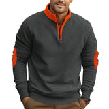 Color Matching Autumn and Winter Loose Casual Fleece-lined Stand Collar Pullover Half Zipper Long Sleeve Sweater