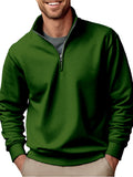 Men's Sweater Casual Zipper Stand Collar Thickened Fleece-lined Solid Color Men's Sweater