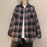 Riolio black men streetwear Factory Plaid Shirt Men's Long Sleeve Loose Retro Trendy Lazy Style Top Versatile Ruan Handsome Shirt Jacket