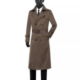 suit New Men's Trench Coat over the Knee Lengthened Business Print Coat Cloak Double Breasted Casual Slim Korean Style