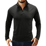 Autumn and Winter Men's Long-Sleeved T-shirt Men's Stand Collar Pullover Zipper Polo Shirt