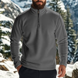 Autumn and Winter Men's Polar Fleece Half Zipper Stand Collar Long Sleeve Solid Color Sweater Size