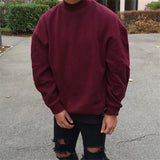 Men's Sweater Trendy Casual Loose Solid Color round Neck Sweater Men's American Style