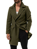 Autumn and Winter Men's British Mid-Length Long-Sleeved Coat Solid Color Lapel Double-Breasted Pocket Coat