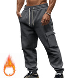 Autumn and Winter Fleece-lined Men's Casual Multi-Pocket Overalls plus Size Sports Casual Trousers Men