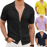 summer outfits men Men's Casual Knitted Cardigan Summer Cool Hollow Short Sleeve Men's Shirt Solid Color Men's Top