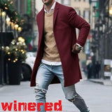 men fall outfits casual Autumn and Winter New Solid Color Men's Mid-Length Woolen Coat Slim plus Size Single-Breasted Trench Coat