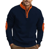 Color Matching Autumn and Winter Loose Casual Fleece-lined Stand Collar Pullover Half Zipper Long Sleeve Sweater