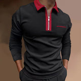 Men's Lapel Fashion Slim Pocket Long Sleeve Men's T-shirt Polo Shirt