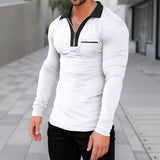 Men's plus Size Half Zipper Long-Sleeved T-shirt Men's Autumn and Winter Quick-Drying Polo Shirt