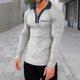 Men's plus Size Half Zipper Long-Sleeved T-shirt Men's Autumn and Winter Quick-Drying Polo Shirt