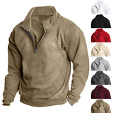 Riolio Autumn and Winter Men's Fleece-lined Sweater Stand Collar Half Zipper Long Sleeve European Size Men's Top