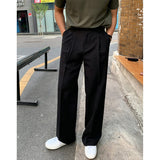 Riolio - BLACK FOLDED STRAIGHT PANTS - chill guy 90s fashion mens fashion