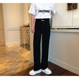 summer outfits inspo Spring and Summer White Drop-down Pants Men's Loose-Fit Belt Draping Suit Pants Wide-Leg Casual Solid Color Trousers