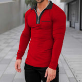 Men's plus Size Half Zipper Long-Sleeved T-shirt Men's Autumn and Winter Quick-Drying Polo Shirt