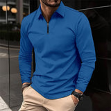 Fashion Men's Waffle Long Sleeve Polo Shirt