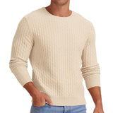 Men's Round Neck Men's Pullover Autumn and Winter Long Sleeve V-neck Twist Thickened Knitted Bottoming Sweater Men