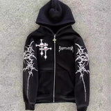 mens hoodies New Gothic Style Skull Cross Printed Dark Cardigan Sweater American Hoodie Oversize Coat