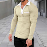 Men's plus Size Half Zipper Long-Sleeved T-shirt Men's Autumn and Winter Quick-Drying Polo Shirt