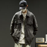 black men fashion urban Denim Coat Men's Autumn and Winter American High Street Fashion Retro Top Washed Distressed Loose Simple Jacket