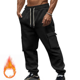 Autumn and Winter Fleece-lined Men's Casual Multi-Pocket Overalls plus Size Sports Casual Trousers Men