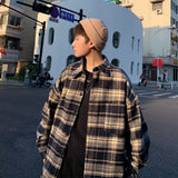 outfits for men Plaid Shirt Long-Sleeved Men's Spring and Autumn High-Grade Ruan Handsome Trendy Shirt Spring Hong Kong Style Japanese Yupi Casual Jacket