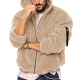 tailgate outfit Men's Winter Double-Sided Arctic Velvet Warm Hooded Zipper Casual Jacket Jacket