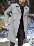 Men's Solid Color Long-Sleeved Trench Coat Men's Lapel Slim Double-Breasted Casual Jacket