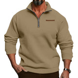 Plus Size Winter Fleece-lined Half Zipper Stand Collar Pullover Solid Color Casual Sweater Men's Fashion