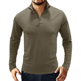 Riolio Autumn and Winter Men's Long-Sleeved T-shirt Men's Stand Collar Pullover Zipper Polo Shirt