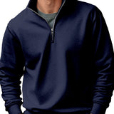 Riolio Men's Sweater Casual Zipper Stand Collar Thickened Fleece-lined Solid Color Men's Sweater