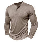 Men's Henley Shirt Men's Long-Sleeved Henry Collar T-shirt