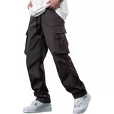 Riolio guy outfits 2024 Summer New Men's Overalls Drawstring Multi-Pocket Casual Trousers