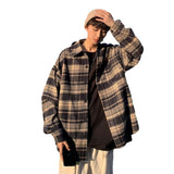 outfits for men Plaid Shirt Long-Sleeved Men's Spring and Autumn High-Grade Ruan Handsome Trendy Shirt Spring Hong Kong Style Japanese Yupi Casual Jacket