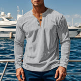 Autumn and Winter Long-Sleeved T-shirt Bottoming Shirt Four-Button Corduroy Slim Men's Henley Shirt